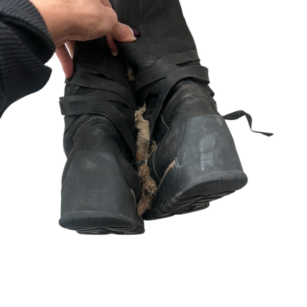 Knee high leather fur boots - Picture 3 of 8